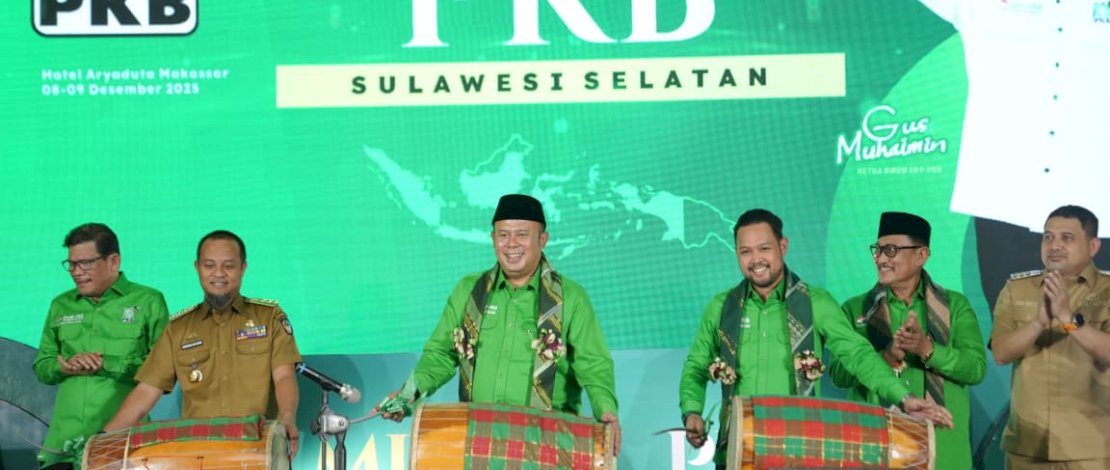 Pembukaan Musyawarah Wilayah Dewan Pengurus Wilayah Partai Kebangkitan Bangsa Sulsel, yang digelar Senin, 8 Desember 2025, di Hotel Aryaduta Makassar.
