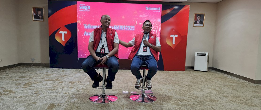 President Area Network Operations Telkomsel Pamasuka, Anky Arief Priyagung bersama Vice President Consumer Business Telkomsel Area Pamasuka, Muharlis pada media Update Kesiapan Nataru Kamis 18 Desember 2025