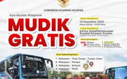 Program Mudik Gratis Nataru Pemprov Sulsel Siapkan Tujuh Armada Bus Bagi 250 Penumpang, Ini Rutenya!