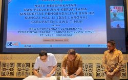Pemkab Luwu Timur - BBWS Pompengan Jeneberang Teken MoU Pengendalian Banjir Sungai Malili