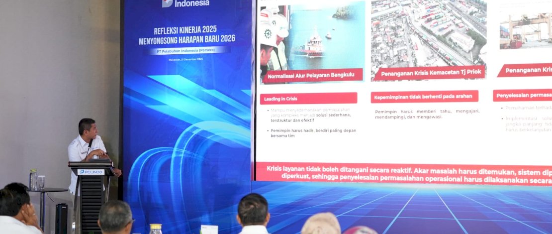 PT Pelabuhan Indonesia (Persero) atau Pelindo menggelar kegiatan Refleksi Akhir Tahun 2025 dan Menyongsong Harapan Baru 2026, yang berlangsung di Makassar, Rabu, 31 Desember 2025. 
