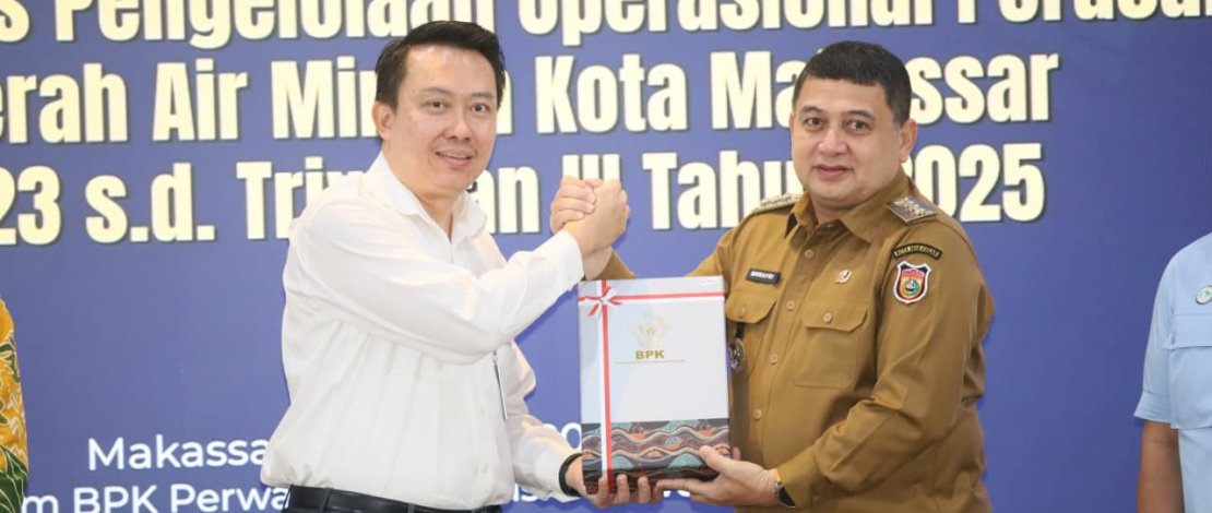 Wali Kota Makassar **Munafri Arifuddin** saat menghadiri Serah Terima Laporan Hasil Pemeriksaan (LHP) Badan Pemeriksa Keuangan (BPK) Semester II Tahun Anggaran 2025.