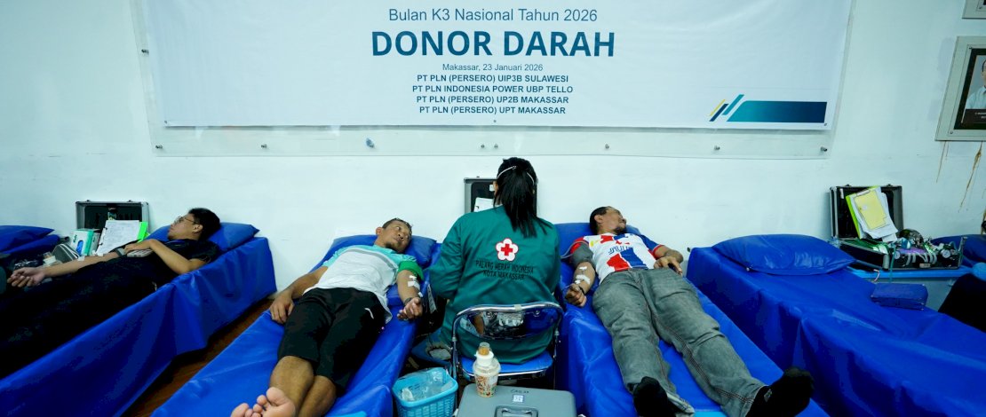 PT PLN (Persero) UPT Makassar turut berpartisipasi dalam kegiatan donor darah, yang dilaksanakan  secara terpusat di lingkungan PLN UIP3B Sulawesi, tepatnya di Aula Sikarannuang, PLN Indonesia Power UPB Tower, Jumat, 23 Januari 2026.