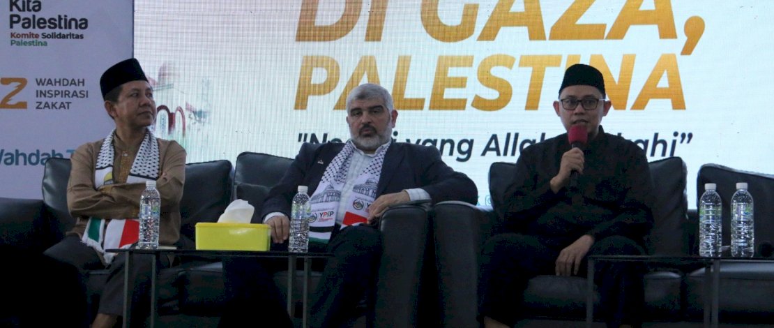 Acara "Ramadan di Gaza, Palestina" yang digelar Wahdah Islamiyah di Masjid Anas bin Malik, IAI STIBA Makassar, Minggu, 15 Februari 2026.