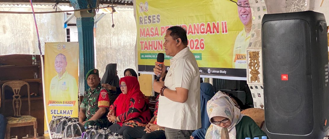 Anggota DPRD Provinsi Sulawesi Selatan sekaligus Ketua Fraksi Partai Golkar melaksanakan Reses Masa Persidangan II Tahun 2025/2026  di Kelurahan Mawang, Kecamatan Sombaopu, Kabupaten Gowa, Senin, 16 Februari 2026.