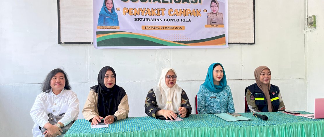 Tim Penggerak PKK Kabupaten Bantaeng menggelar kegiatan Sosialisasi Imunisasi dan Bahaya Penyakit Campak yang digelar di Kantor Lurah Bonto Rita, Kecamatan Bissappu, Minggu, 1 Maret 2026.
