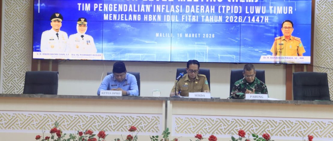 High Level Meeting (HLM) Tim Pengendalian Inflasi Daerah (TPID) di Aula Sasana Praja, Kantor Bupati, Senin, 16 Maret 2026.