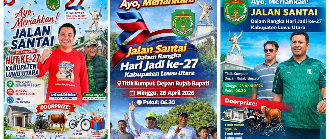 Semarak HUT ke-27 Luwu Utara, Pemda Luwu Utara Gelar Jalan Santai Berhadiah Rumah dan Sapi