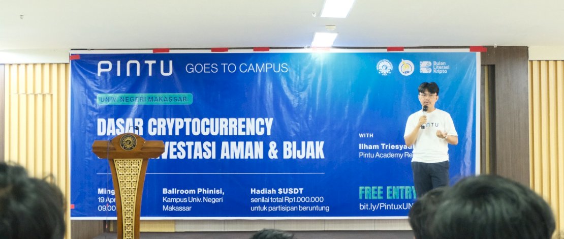 PINTU pada Minggu, 19 April 2026, menyambangi Universitas Negeri Makassar (UNM) dalam acara bertajuk Finance Talk 2026 &ldquo;Mengenal Cryptocurrency dari Dasar untuk Investasi yang Aman dan Bijak&rdquo;.