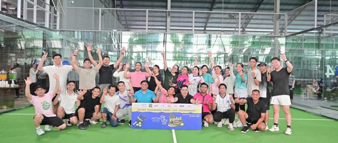 Dalam rangka menyambut perayaan Road to 14th
Anniversary, Aston Makassar Hotel and Convention Center menggelar kegiatan Fun
Padel Tournament yang berlangsung meriah di Megahputra Arena, Makassar,
Jumat, 8 Mei 2026.
