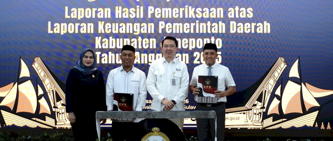 Untuk kedua kalinya secara berturut-turut, Kabupaten Jeneponto berhasil meraih Opini Wajar Tanpa Pengecualian (WTP) dari Badan Pemeriksa Keuangan (BPK) RI Perwakilan Provinsi Sulawesi Selatan atas Laporan Keuangan Pemerintah Daerah (LKPD) Tahun Anggaran 2025.