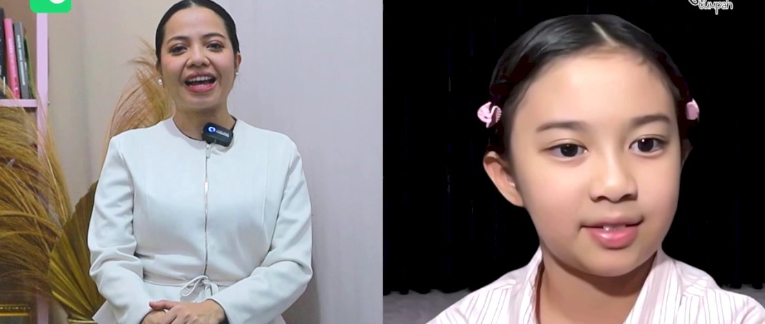 Penulis Cilik Putri Alya Sidik (Kanan) bersma Host Kopi Tumpah (Bukamatanews) Nana Djamal saat podacst bersamabaru baru ini