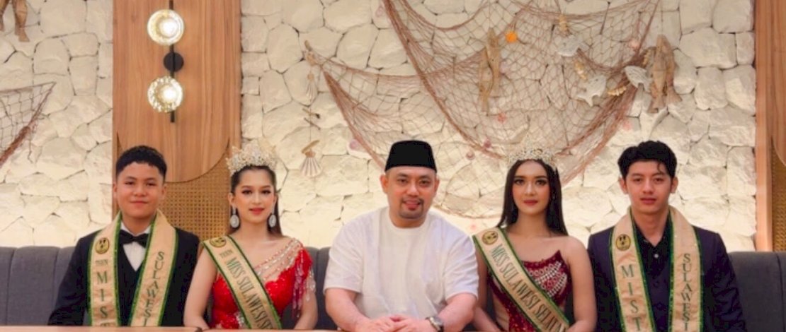 Hardiman Rewa bersama Ashabul Fahmi, dan Diva Nurfatila selaku pemenang Mister dan Miss Sulawesi Selatan, serta pemenang Mister Teen 2026 Rayyan Al Gibran (perwakilan Palopo) serta Miss Teen 2026 Aura Aprilia (perwakilan Parepare).