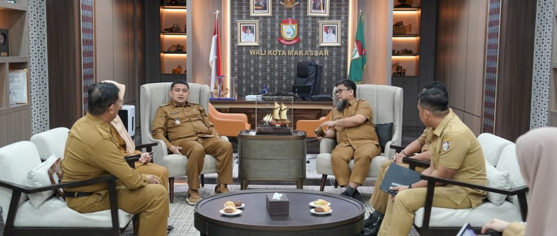 audiensi Kepala Dinas Pendidikan Provinsi Sulawesi Selatan, Iqbal Najamuddin, bersama jajaran dengan Wali Kota Makassar, Munafri Arifuddin, di Balai Kota Makassar, Senin (22/6/2026).
