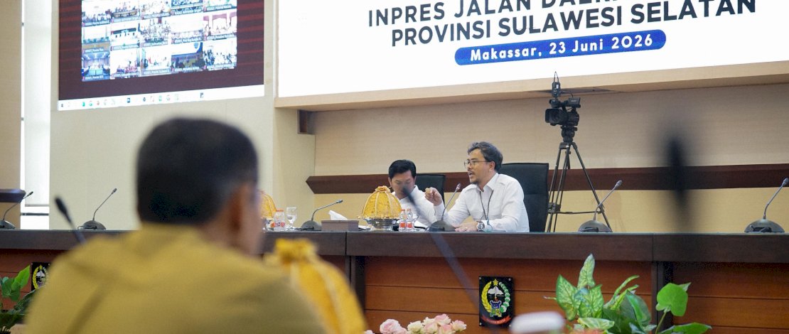 Bupati Bantaeng, M Fathul Fauzy Nurdin, menghadiri Peresmian Paket Pekerjaan Inpres Jalan Daerah (IJD) Tahun Anggaran 2025 di Lingkungan Balai Besar Pelaksanaan Jalan Nasional Sulawesi Selatan, Selasa, 23 Juni 2026.
