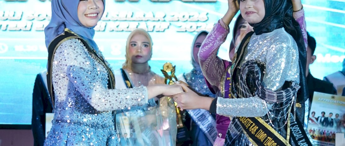 Perwakilan Luwu Timur, Aura Malaeka Putri Rizaldi, sukses dinobatkan sebagai Juara I Putera Puteri Ekonomi Kreatif (Ekraf) Sulawesi Selatan dan Sulawesi Barat (Sulselbar) 2026 pada malam Grand Final yang digelar di Aula Utama STIEM Bongaya, Makassar, Minggu, 28 Juni 2026.