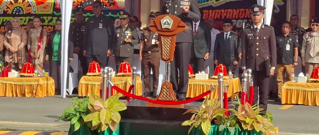 Upacara Peringatan Hari Bhayangkara ke-80 Tahun 2026 yang berlangsung di Lapangan Assiama Presisi&nbsp;Polres Bantaeng, Rabu, 1 Juli 2026.