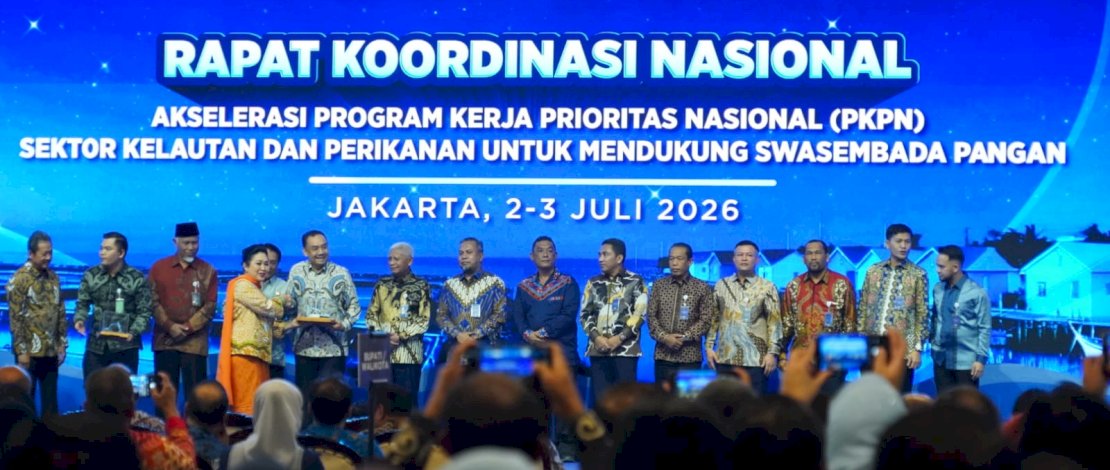 Wakil Bupati Luwu Timur, Puspawati Husler, menghadiri Rapat Koordinasi Nasional (Rakornas) Akselerasi Program Kerja Prioritas Nasional (PKPN) Sektor Kelautan dan Perikanan yang diselenggarakan di Ballroom Kementerian Kelautan dan Perikanan, Jakarta Pusat, Kamis, 2 Juli 2026.