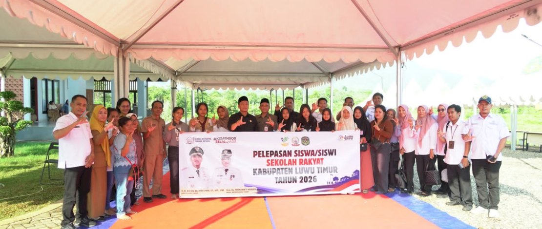 Bupati Luwu Timur, Irwan Bachri Syam, melepas enam siswa-siswi yang telah lolos asesmen Sekolah Rakyat untuk melanjutkan pendidikan di Makassar.