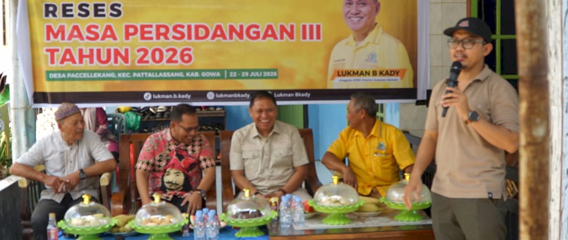 Anggota DPRD Sulawesi Selatan, Lukman B. Kady, kembali menyerap aspirasi masyarakat dalam kegiatan reses yang digelar di Desa Paccellekang, Kecamatan Pattallassang, Kabupaten Gowa, Kamis, 23 Juli 2026.