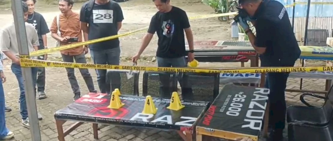 Olah TKP dugaan penganiayaan yang dilakukan Ketua DPRD Bone Andi Tenri Walinonong kepada salah seorang staf, Sabtu, 25 Juli 2026.