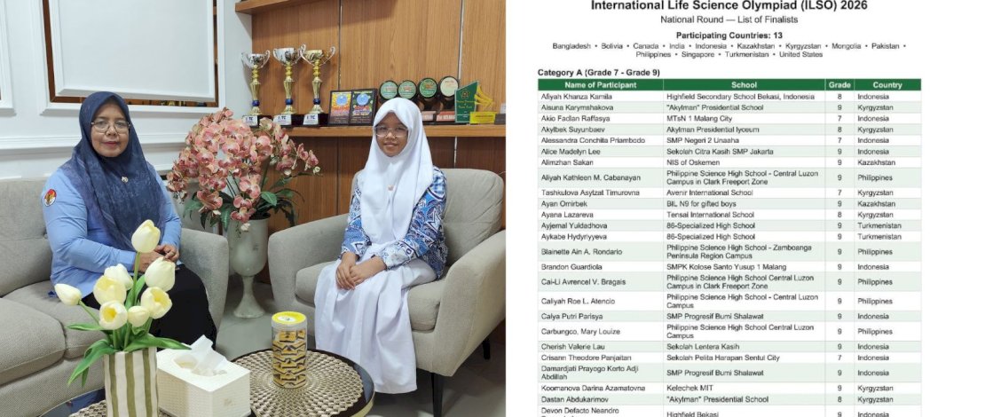 Fathin Shidqia Ikram sukses menembus babak final International Life Science Olympiad (ILSO) 2026 setelah dinyatakan lolos pada seleksi nasional yang dilaksanakan Sabtu, 25 Juli 2026.
