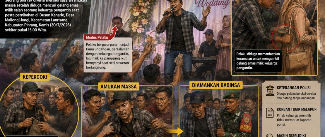 Diduga Menyamar Jadi Tamu Undangan, Pria Ini Kepergok Curi Gelang Emas Saat Pesta Pernikahan di Pinrang