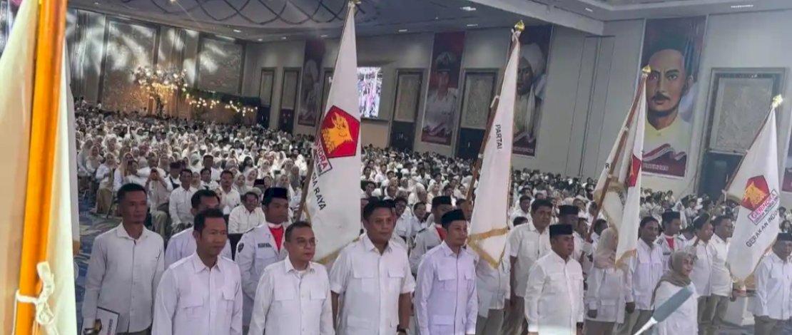 Rapat Koordinasi Daerah (Rakorda) DPD Gerindra Sulsel di Upperhills, Jalan Metro Tanjung Bunga, Makassar, Selasa, 4 Agustus 2026.