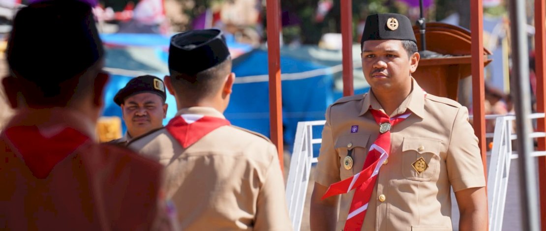 Bupati Bantaeng, Muh. Fathul Fauzy Nurdin, selaku Ketua Majelis Bimbingan Cabang (Mabicab) Gerakan Pramuka Kwartir Cabang (Kwarcab) Bantaeng, menghadiri Apel Hari Pramuka ke-65 Tahun 2026 yang digelar di Bumi Perkemahan Bira-Bira, Kelurahan Bonto Sunggu, Kecamatan Bissappu, Kabupaten Bantaeng, Jumat, 14 Agustus 2026.