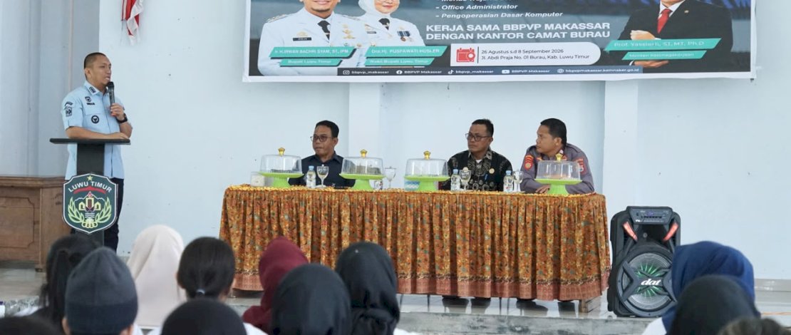 Bupati Luwu Timur, Irwan Bachri Syam, mengapresiasi pelaksanaan Tailor Made Training (TMT) yang mencakup pelatihan komputer, administrasi perkantoran, menjahit, dan Junior Make Up Artist (MUA) yang diselenggarakan Balai Besar Pelatihan Vokasi dan Produktivitas (BBPVP).
