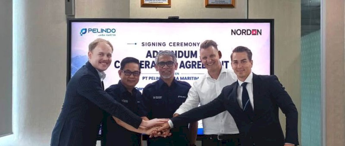 Penandatanganan perpanjangan perjanjian kerja sama antara Pelindo Jasa Maritim dan Norden, baru-baru ini.