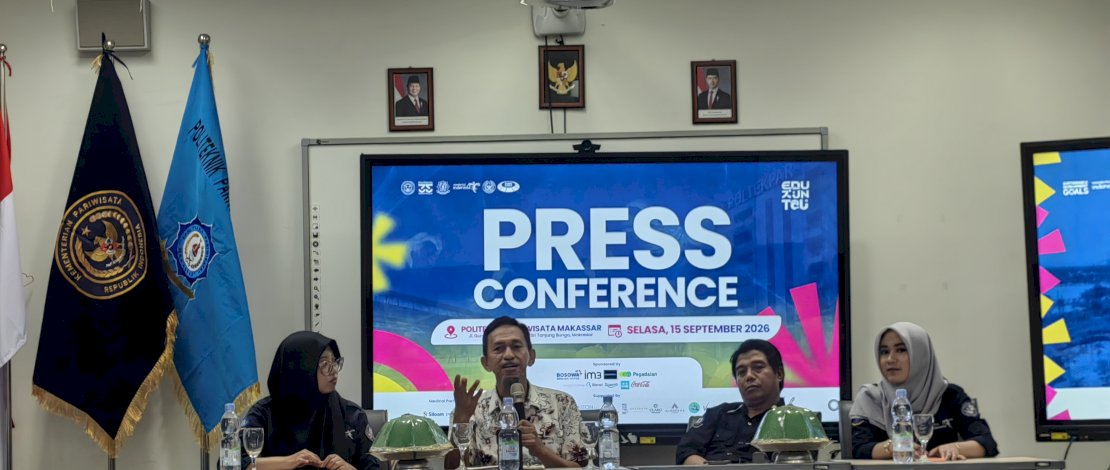 Konfrensi Pers EduRun Tourism 2026, di Kampus Poltekpar Makassar, Selasa, 15 September 2026.