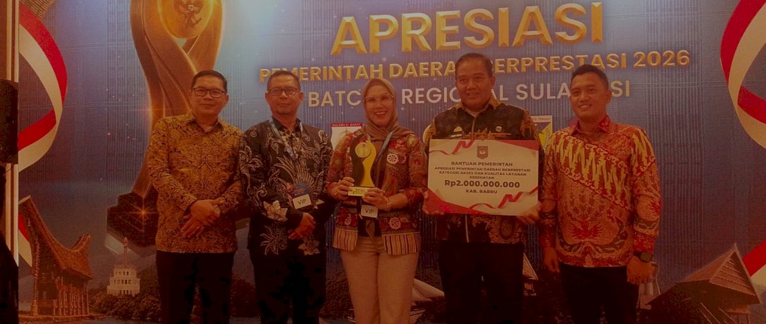 Unggul di Akses dan Kualitas Kesehatan, Pemkab Barru Raih Penghargaan Pemerintah Daerah Berprestasi 2026 Batch II Regional Sulawesi