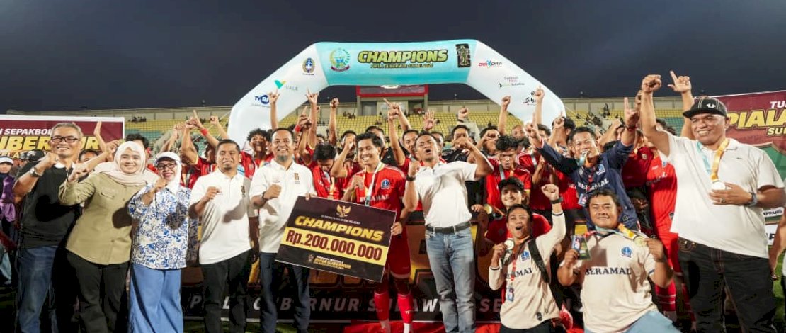 Kabupaten Bone Juara Piala Gubernur Sulsel Cup 2026, Gubernur Sulsel Serahkan Trofi dan Uang Tunai Rp200 Juta