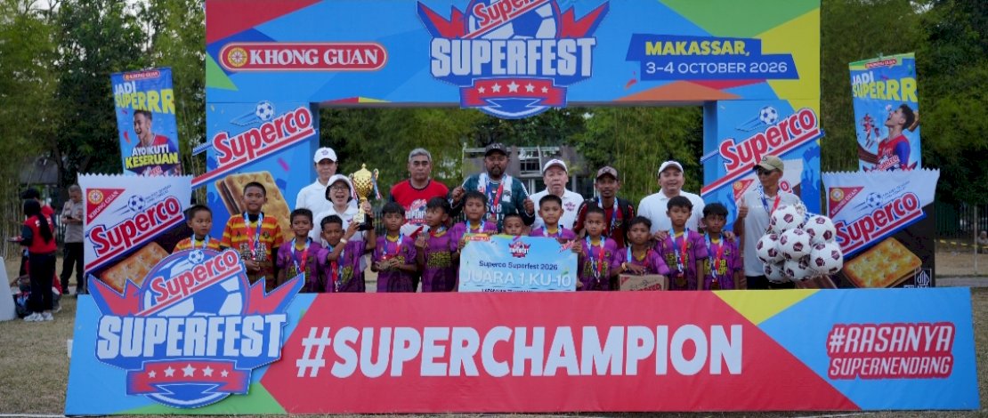 Tim Superco Superteam hasil gemblengan program pembinaan Khong Guan Superco Superfest 2026 di Makassar sukses keluar sebagai juara usai memetik kemenangan tipis 1-0 atas SSB Banjar Nusantara asal Kalimantan Timur di partai puncak final.
