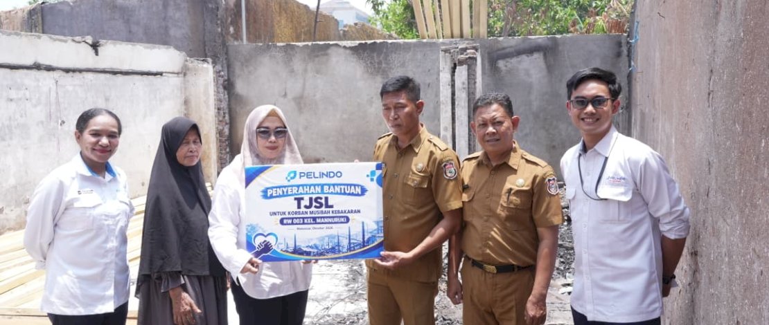 Pelindo Regional 4 Salurkan Bantuan Material Bangunan untuk Korban Kebakaran di Mannuruki Makassar