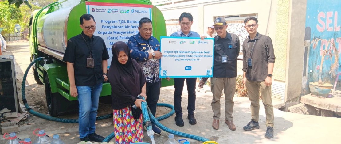Pelindo Regional IV Makassar Salurkan Air Bersih untuk Warga Terdampak Kemarau, 15.000 Liter per Hari