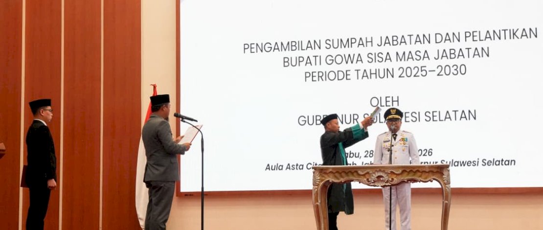 Gubernur Sulsel Lantik Darmawangsyah Muin sebagai Bupati Gowa untuk Sisa Masa Jabatan 2025&ndash;2030
