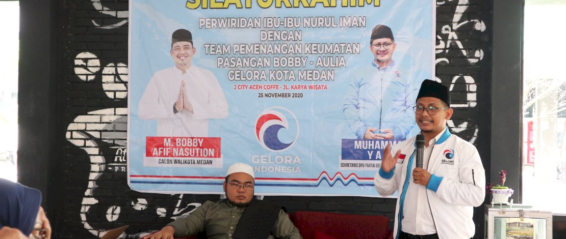 Silaturahmi Partai Gelora Kota Medan bersama ibu-ibu perwiritan, Rabu (26/11/2020).