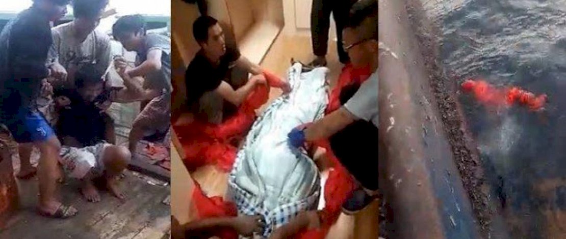 Pelarungan jenazah ABK WNI.