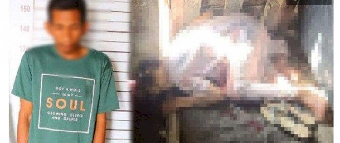 Nasrul (kiri) dan jasad ibu kandungnya (kanan). Sumber foto: Serambinews