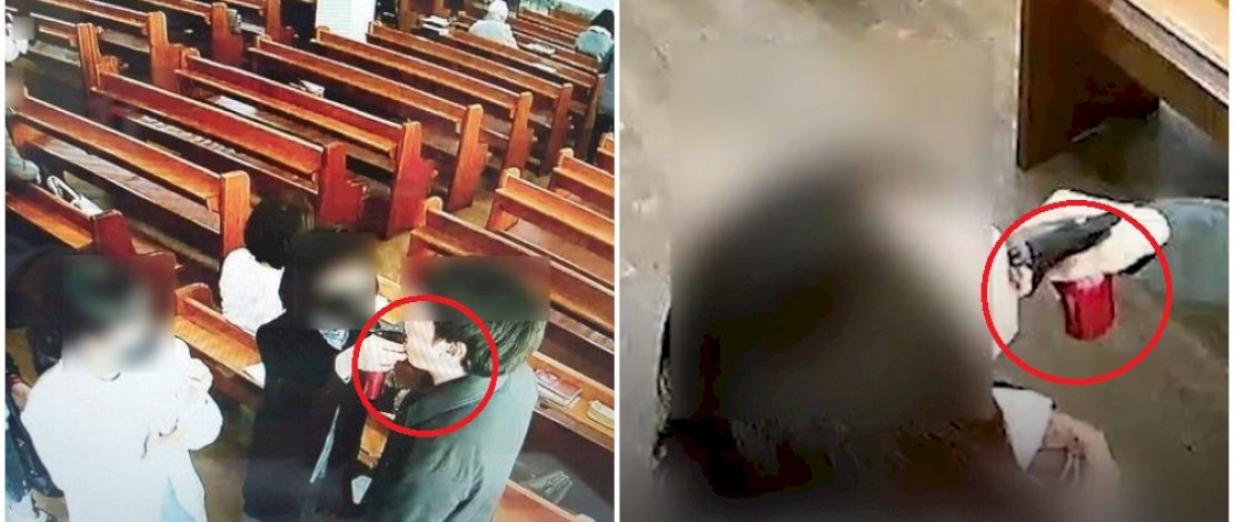 Rekaman CCTV menangkap pendeta gereja menyemprotkan air garam ke mulut jemaatnya.