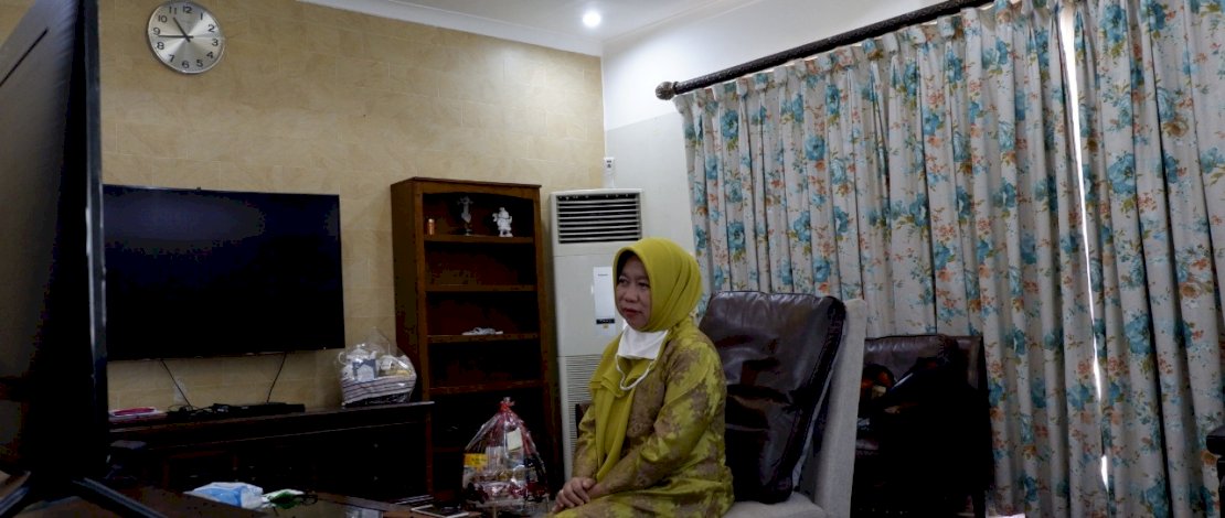 Suasana video conference Ketua TP-PKK Kota Makassar.