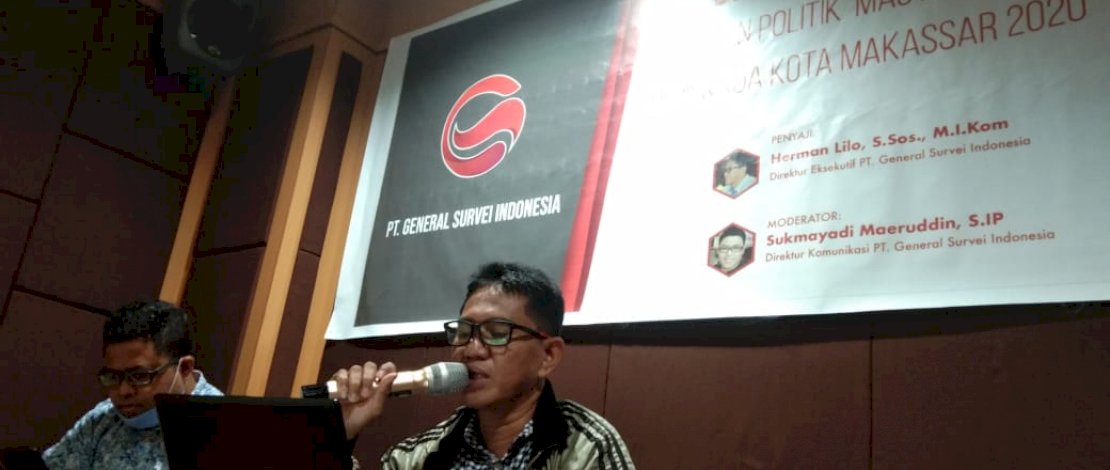 Herman Lilo dari PT GSI, memaparkan hasil survei Pilwalkot Makassar. Herman Lilo dari PT GSI, memaparkan hasil survei Pilwalkot Makassar.