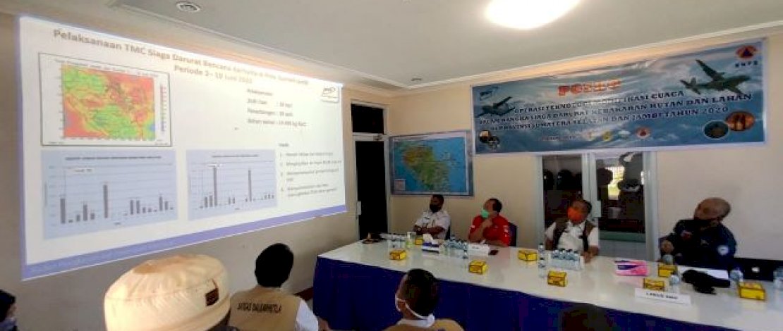 TMC saat memaparkan rencana modifikasi hujan di Sumsel dan Kalbar. (Sumber/Foto: BBTMC-BPPT)