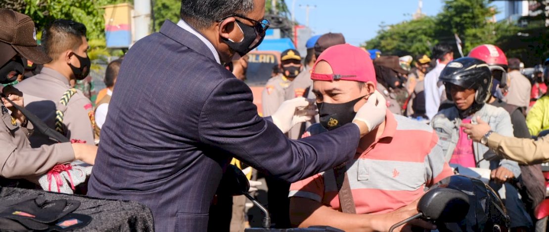 Suasana pencanangan gerakan Trisula melawan Covid-19 di Karebosi.