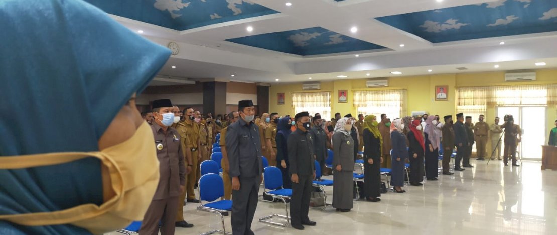 Suasana pelantikan dan pengambilan sumpah jabatan 264 pejabat di lingkup Pemkab Jeneponto.