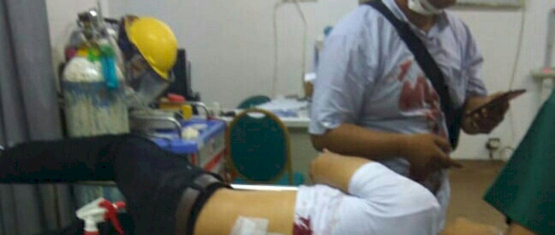 Lokasi penikaman dan korban penikaman jelang debat Pilwakot Makassar di Palmerah, Jakarta.