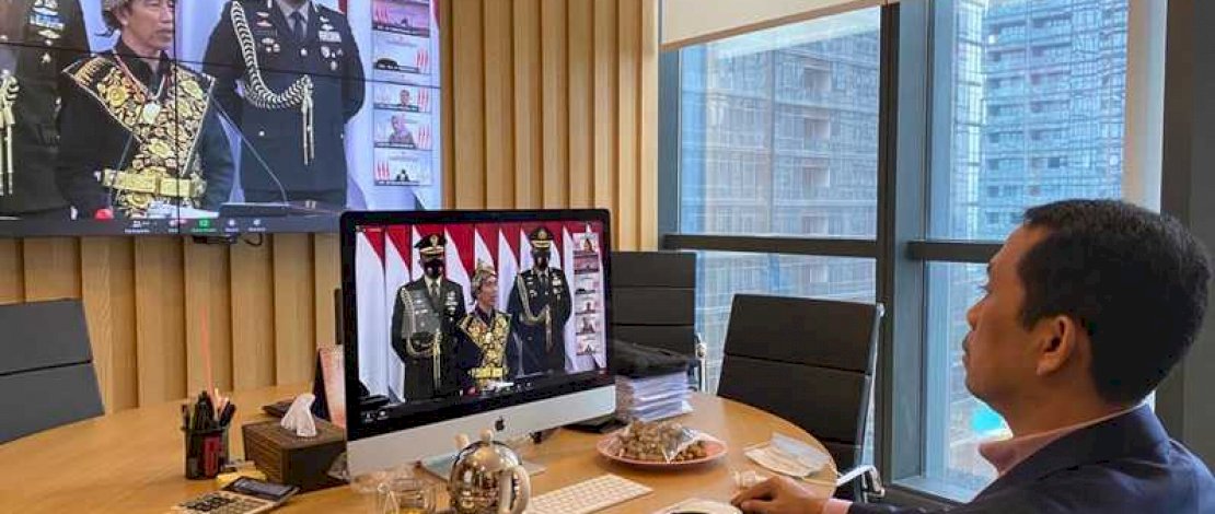 Anggota Komisi XI DPR Kamrussamad saat mengikuti Pidato Kenegaraan Pengantar Nota Keuangan dan RUU APBN 2021 yang disampaikan Presiden Jokowi secara virtual, Jumat (14/8/2020). FOTO/IST