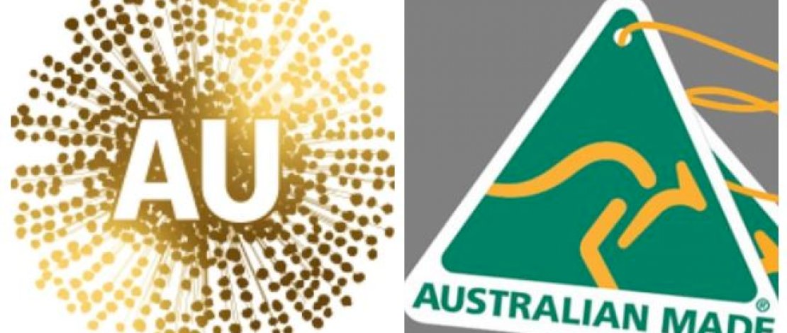 Logo baru perdagangan Australia (kiri), logo lama (kanan).